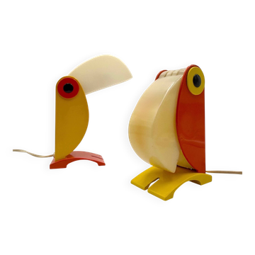 Paire de lampes Toucan design italien années 70 Enea Ferrari
