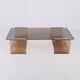 Table basse en plexi fumé et verre, Michel Dumas, France, 1970