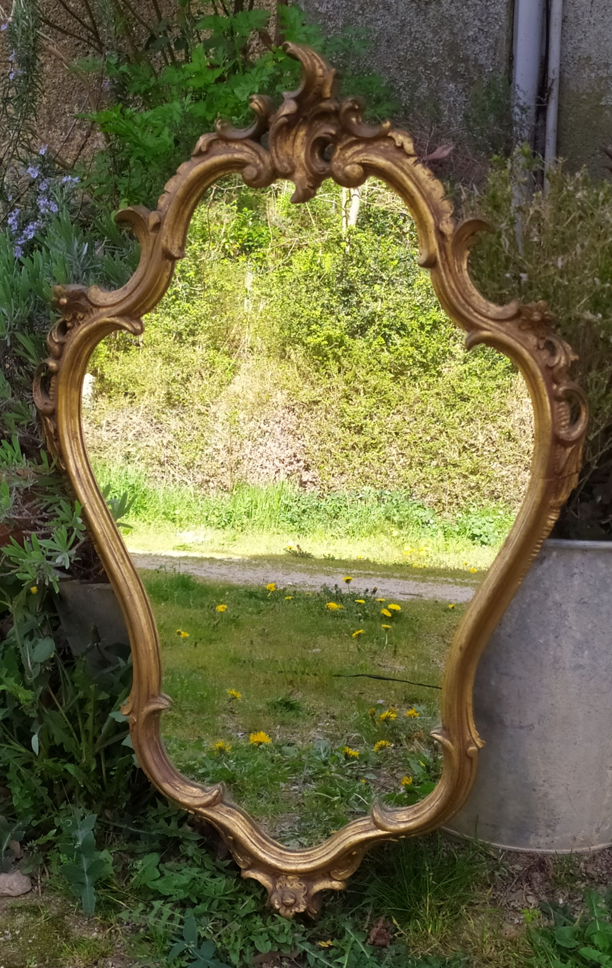 Baroque mirror in gilded wood 87x54cm