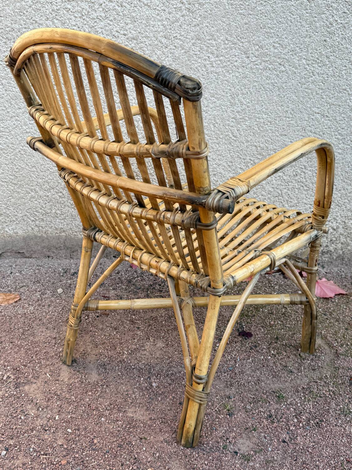 Set of 3 rattan armchairs from the 1970s France