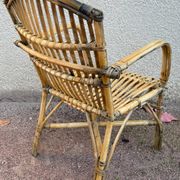 Set of 3 rattan armchairs from the 1970s France