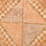 Tapis Couloir Vintage Turc, Rouge Corail, Brun Camel & Beige Géométrique