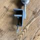 Light grey Rademacher clamp lamp with large enamel shade