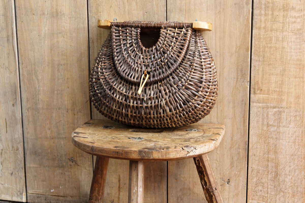 Rattan braided fishing basket