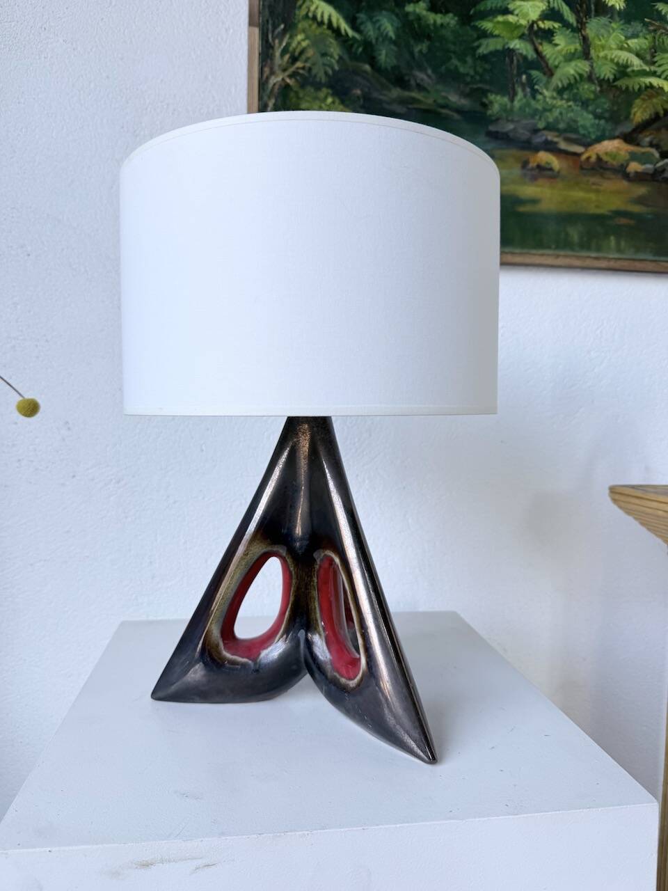 Paire de lampes céramiques forme libre triangle