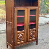 19th-century solid wood Spanish display cabinet 123x180cm