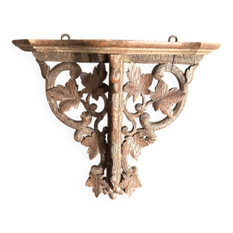 Black Forest wall console in carved wood, 19th century