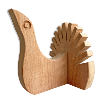 Vintage wooden peacock / bird napkin holder / decoration piece