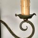 Pair of old wrought iron sconces patina green and gold - 2 lights