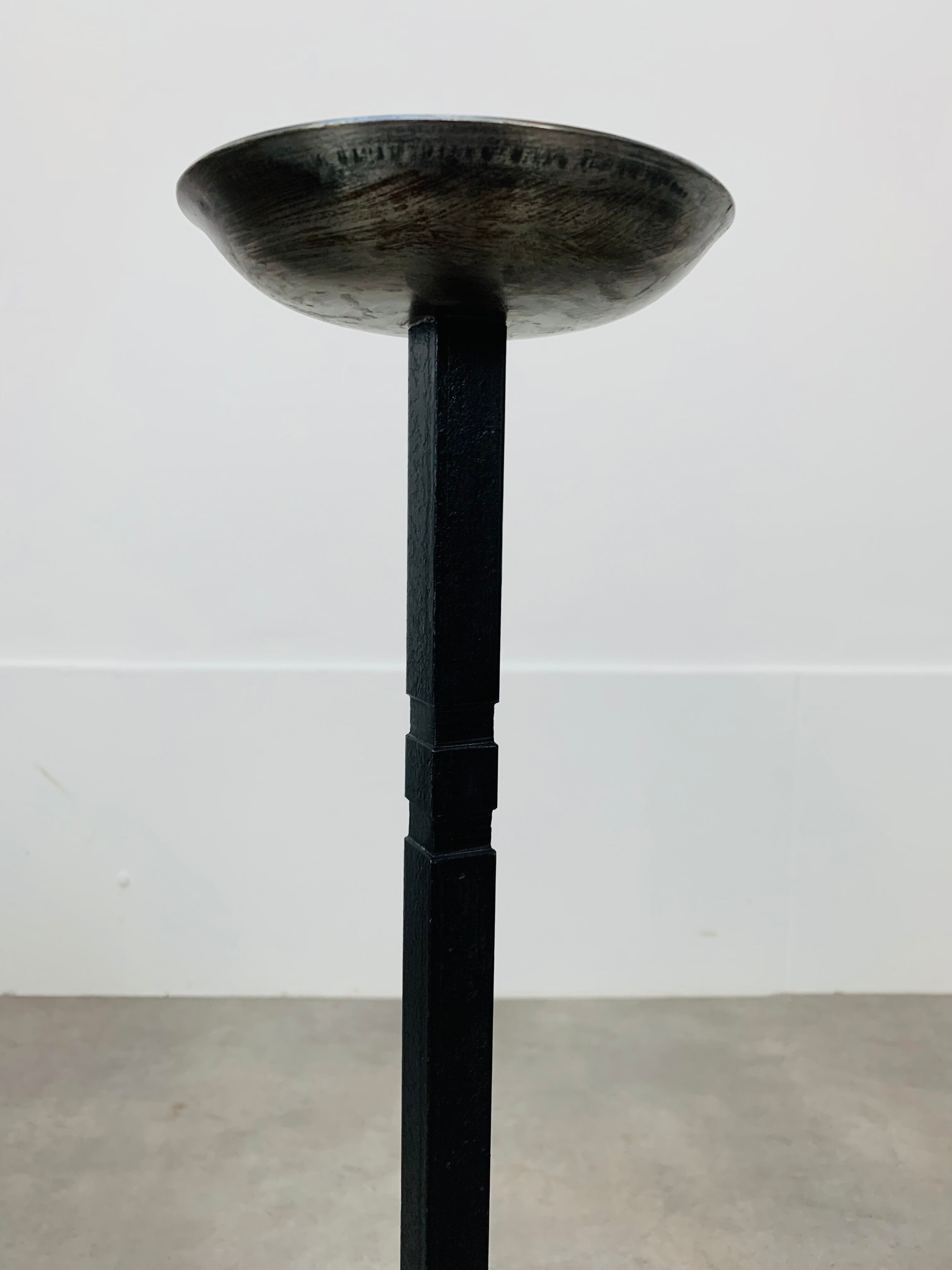 Bougeoir pique cierge brutaliste fer forgé 69 cm