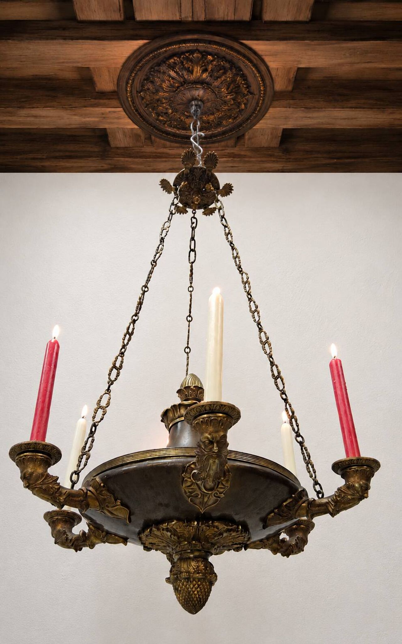 Antique Neo-Renaissance Greenman candle chandelier (Empire)
