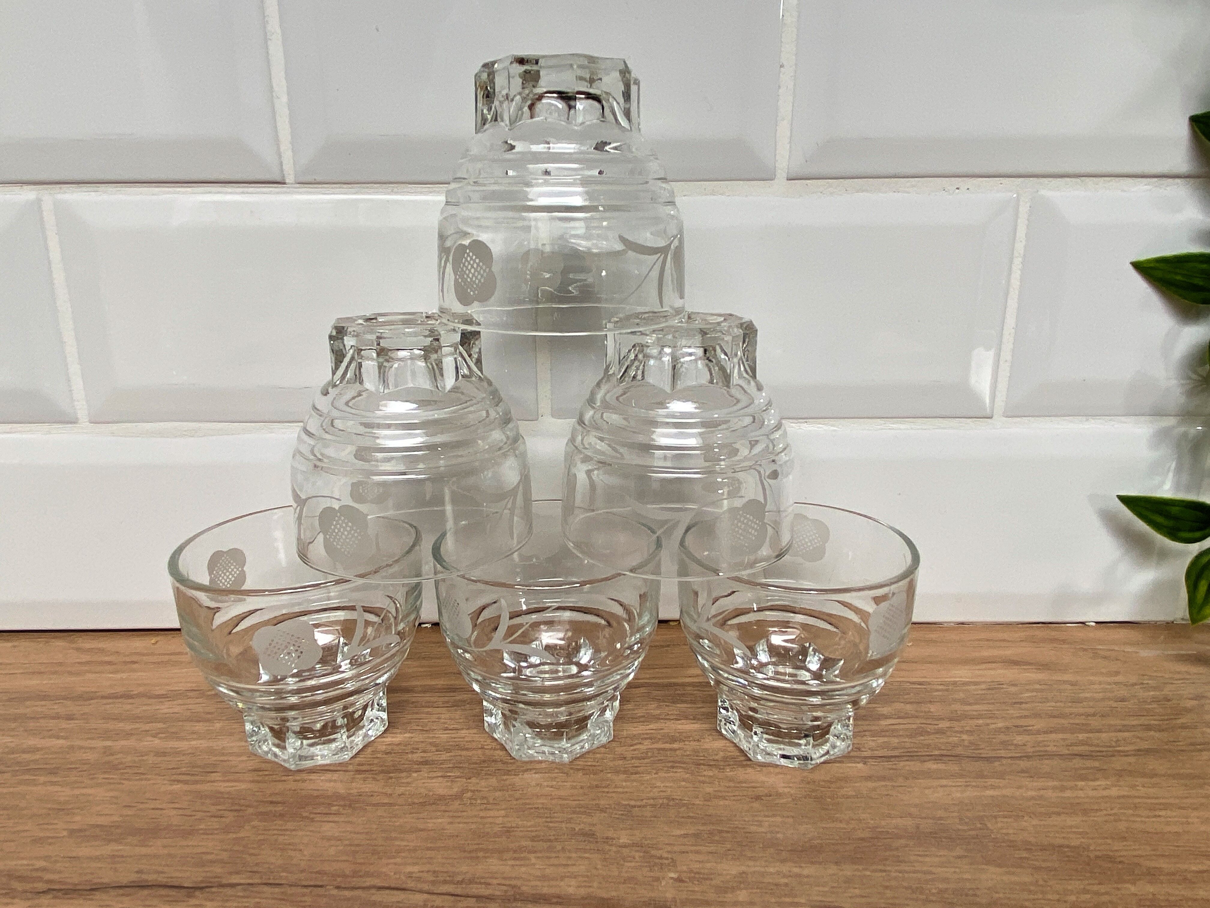 6 silkscreened vintage glasses