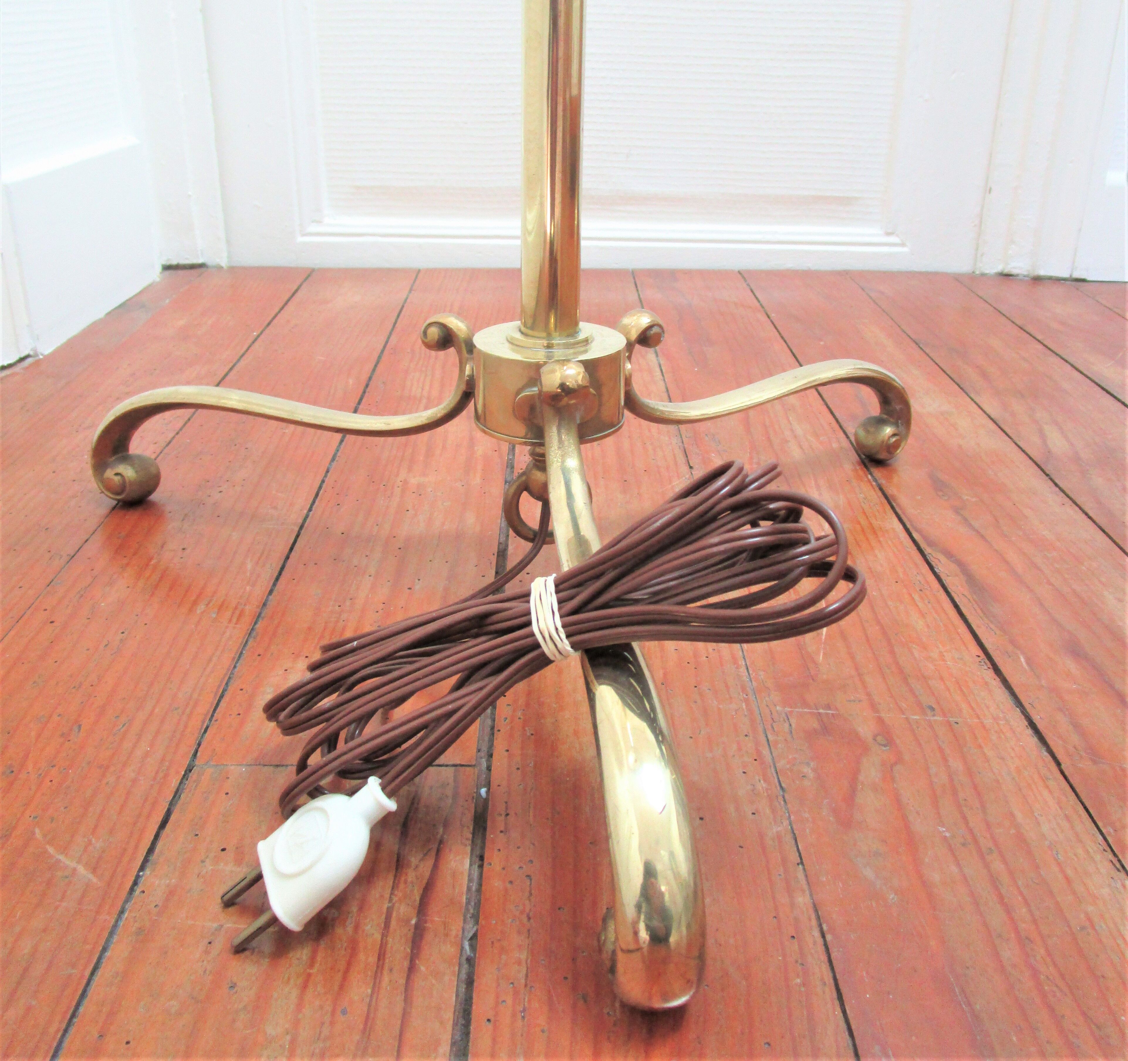 Tripod floor lamp vintage brass 60s