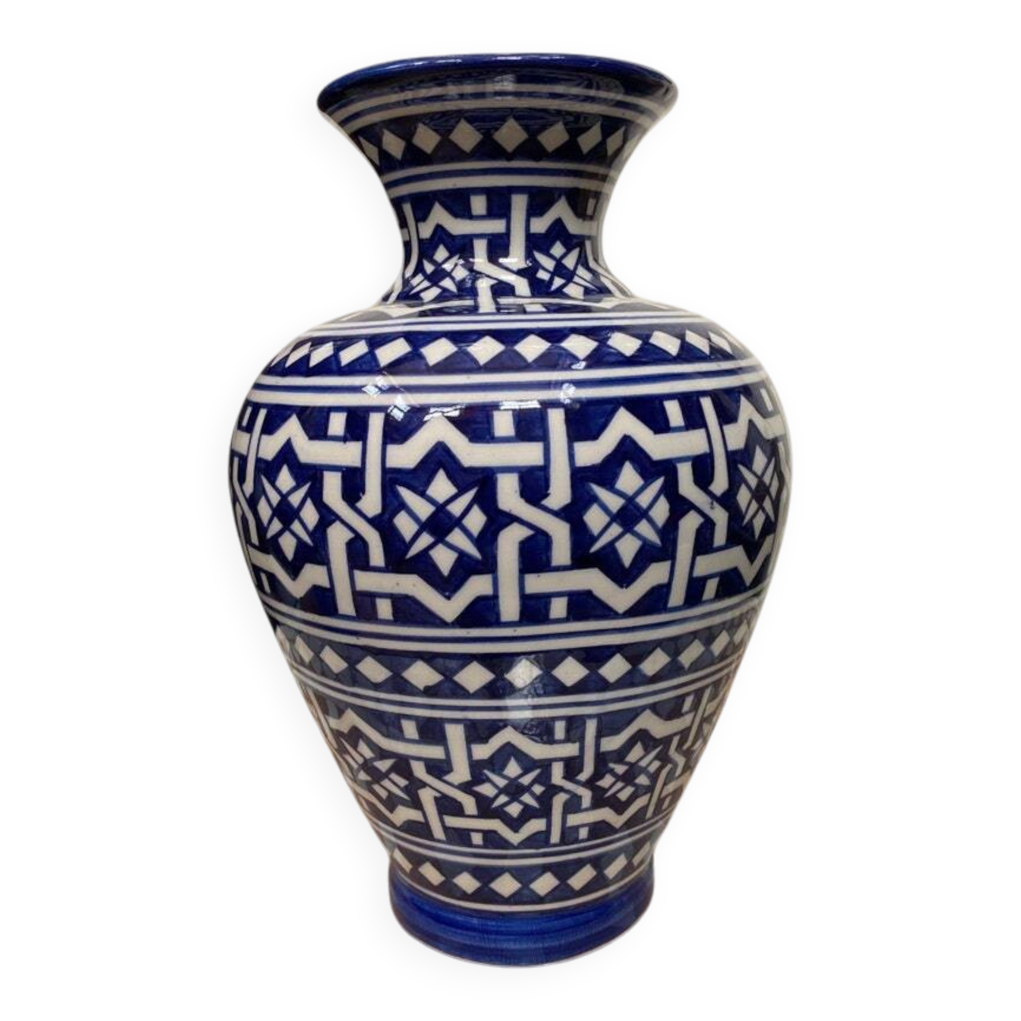 Vase en céramique marocain de Fes , fait main et peint à la main. Moroccan