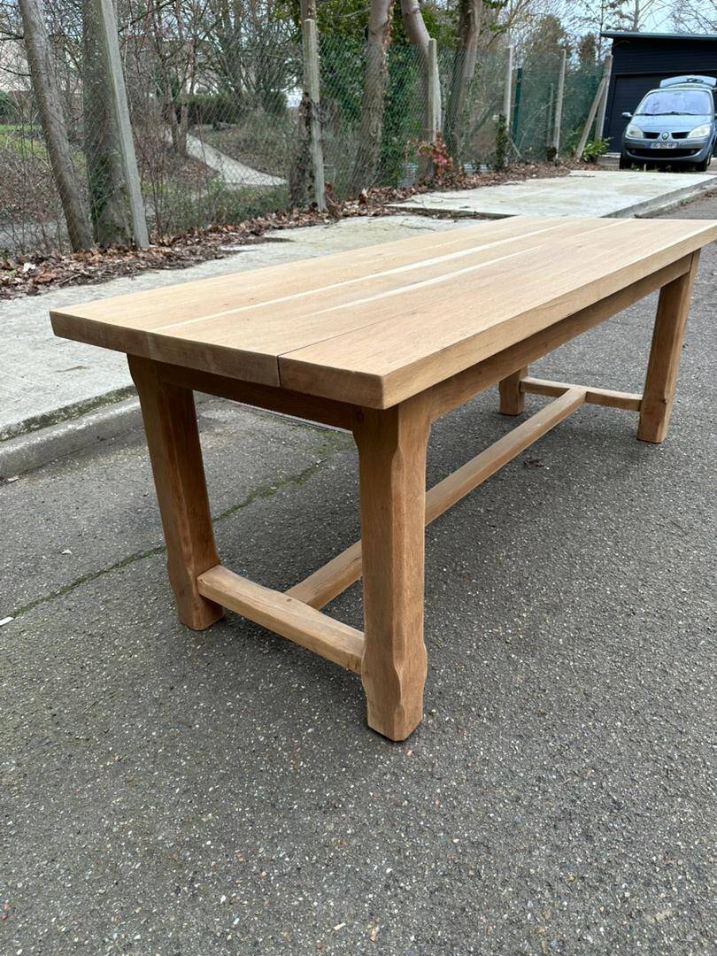 Renovated 19th-century solid oak extendable farmhouse dining table 200cm