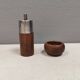 A salt shaker and a pepper mill in teak, made in Denmark 1960-70s
