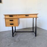 Modernist 50s oak metal desk