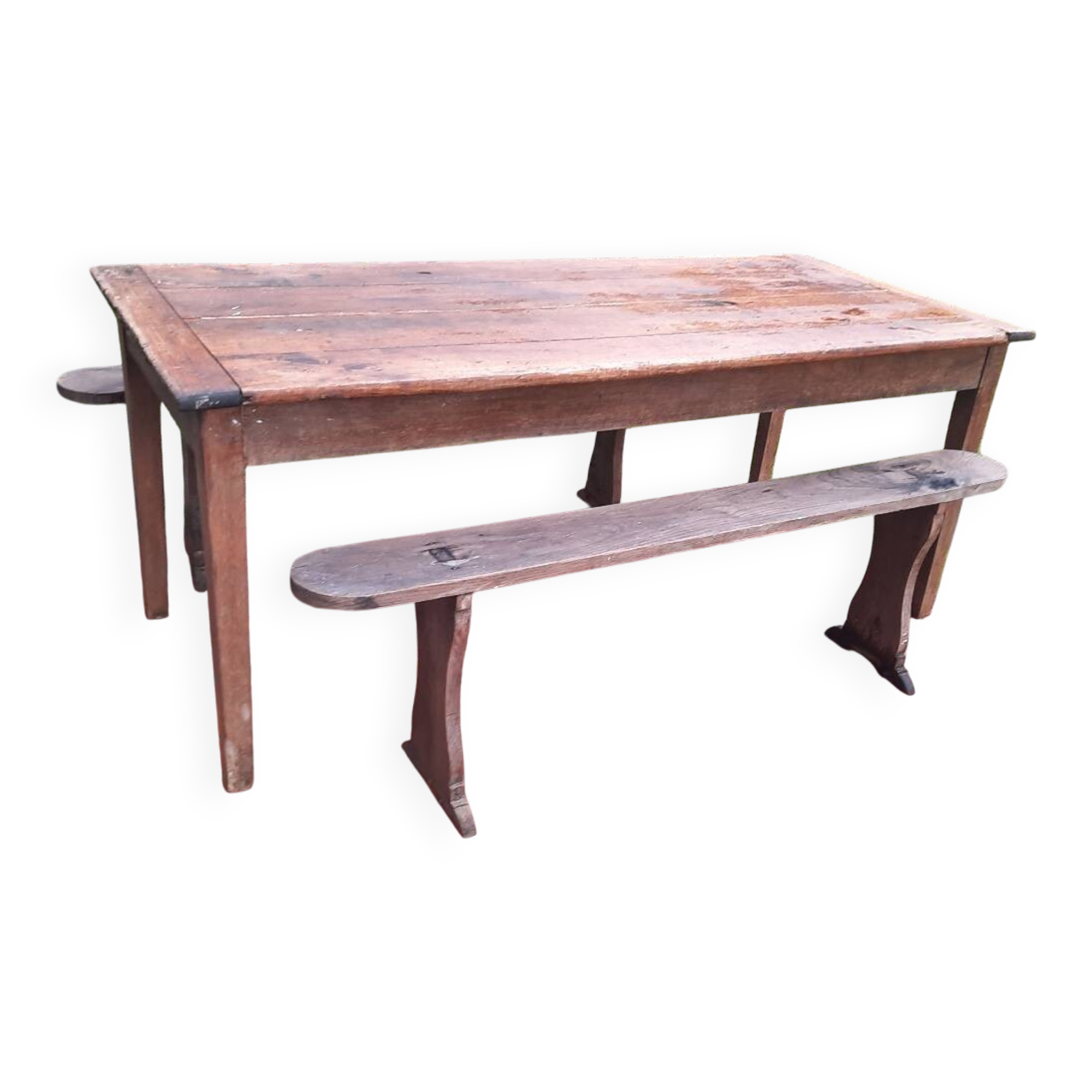 Farm table and pair of benches