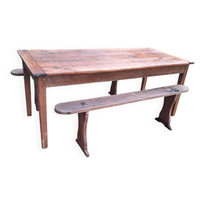 Table de ferme et paire - bancs
