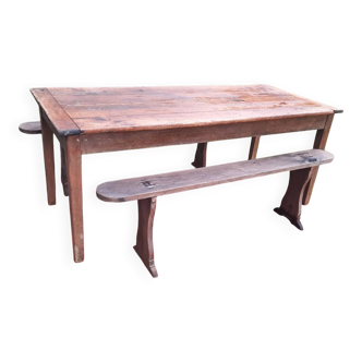 Farm table and pair of benches