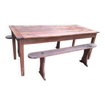 Farm table and pair of benches