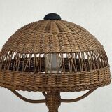 Art deco rattan wicker mushroom table lamp, ca 1930s