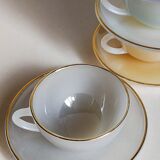 Six vintage iridescent pastel arcopal opaline cups