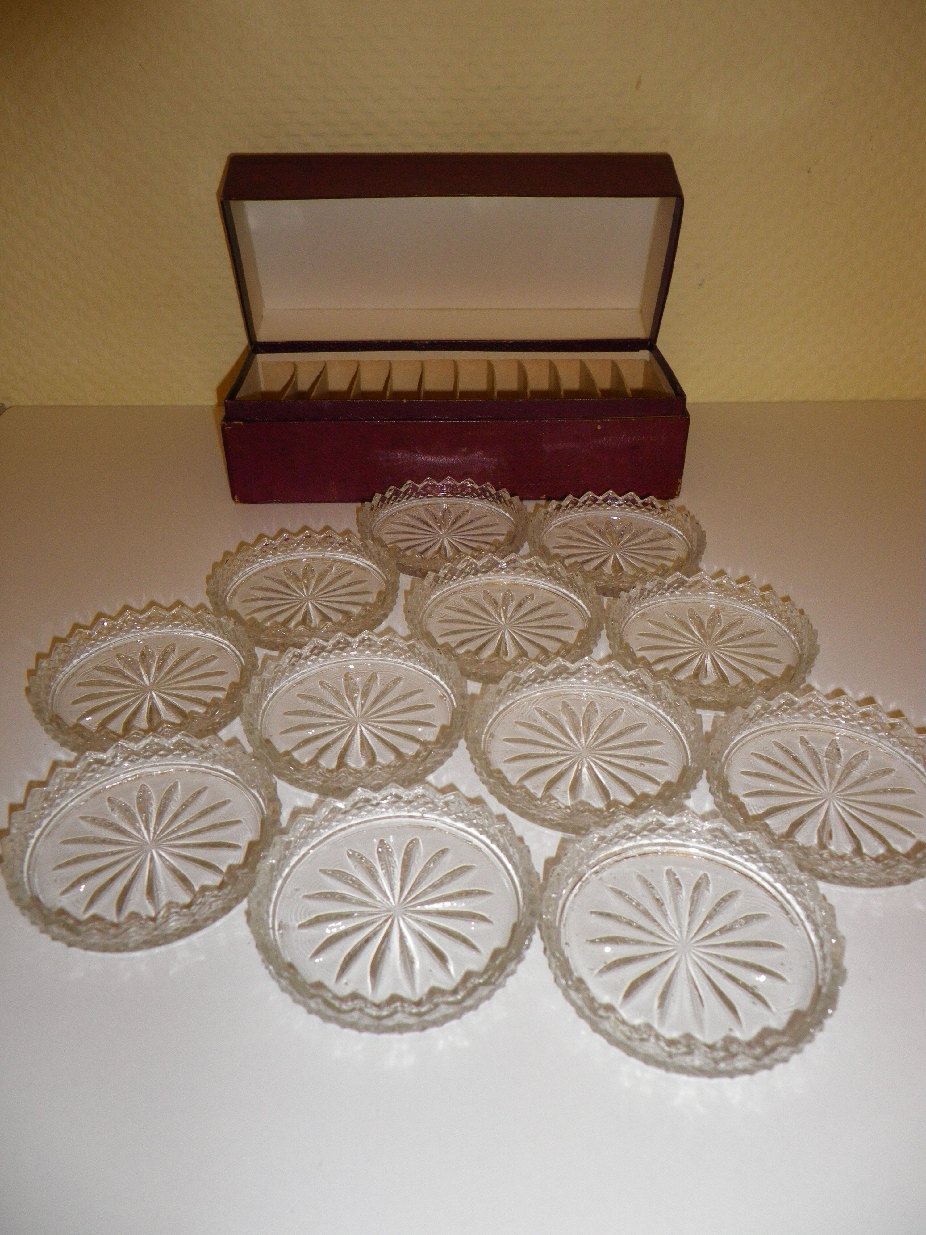 12 under crystal glasses in their original box 1960