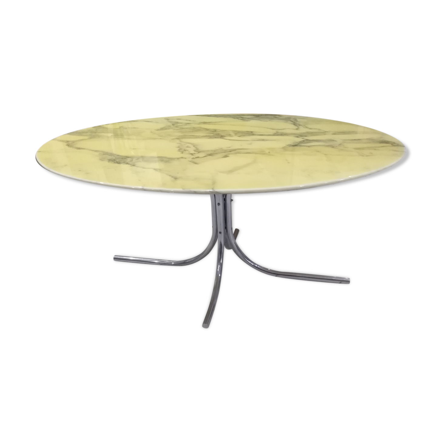 Arabescato marble oval dining table 1970
