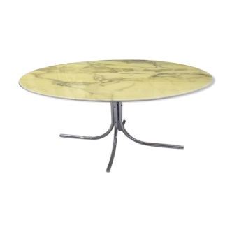 Table de salle à manger ovale en marbre Arabescato 1970