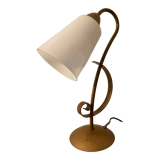 Lampe vintage en fer forgé et opaline