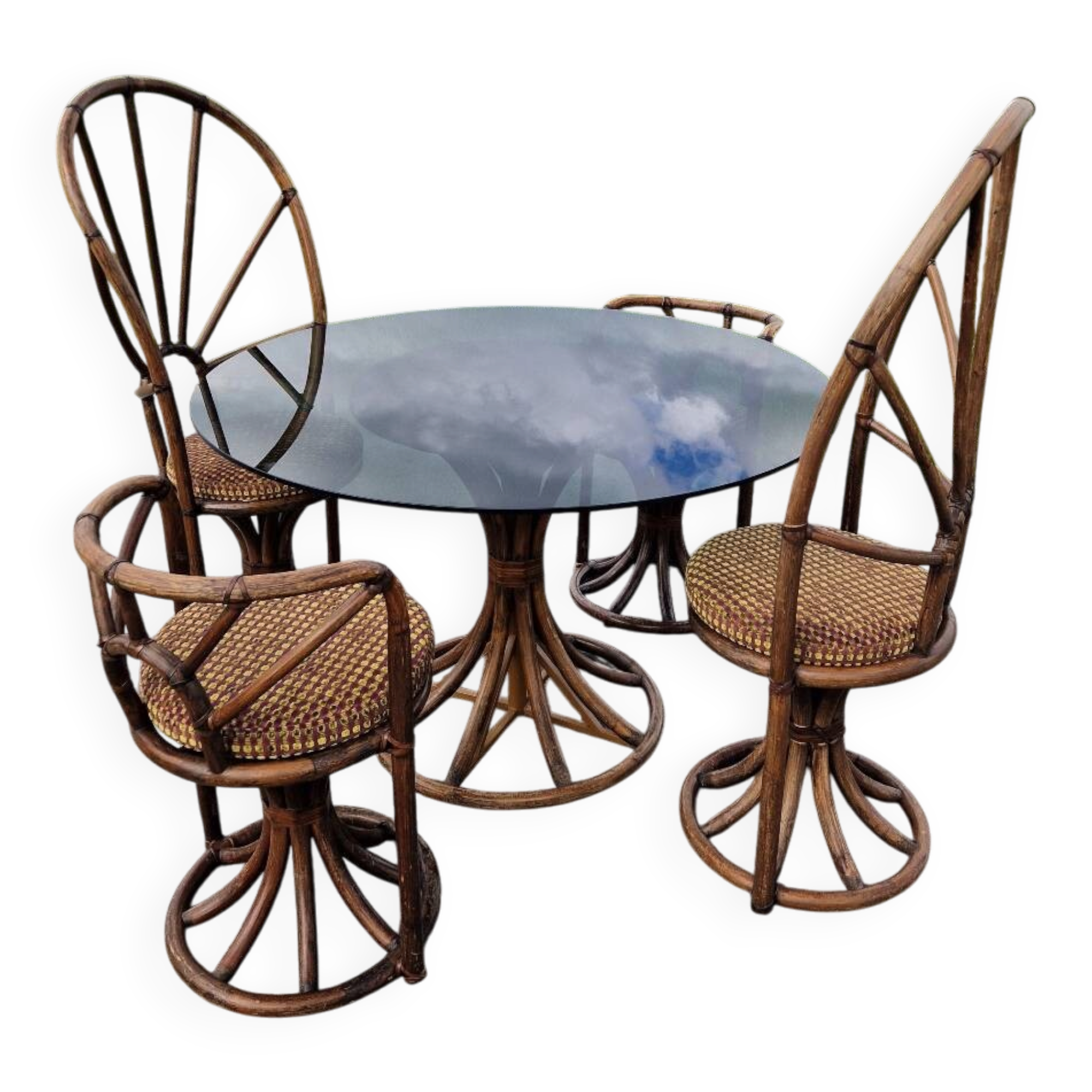1970s bamboo living room set