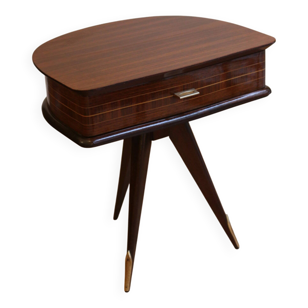 Table d’appoint 1950 en acajou et laiton — Beyit