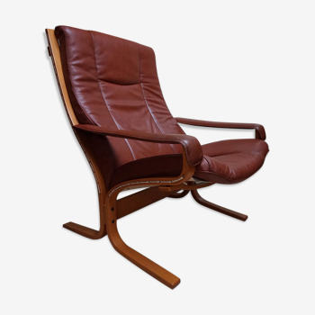 Fauteuil en cuir par Ingmar Relling pour Westnofa, Norvège, années 1970