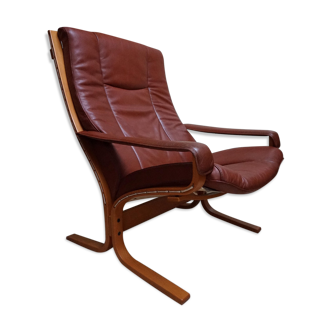 Fauteuil en cuir par Ingmar Relling pour Westnofa, Norvège, années 1970