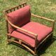 Rattan living room with 2 armchairs, coffee table cushions