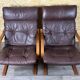 2x 60s 70s Easy Chair Leather Armchairs Westnofa Norway Mid Century