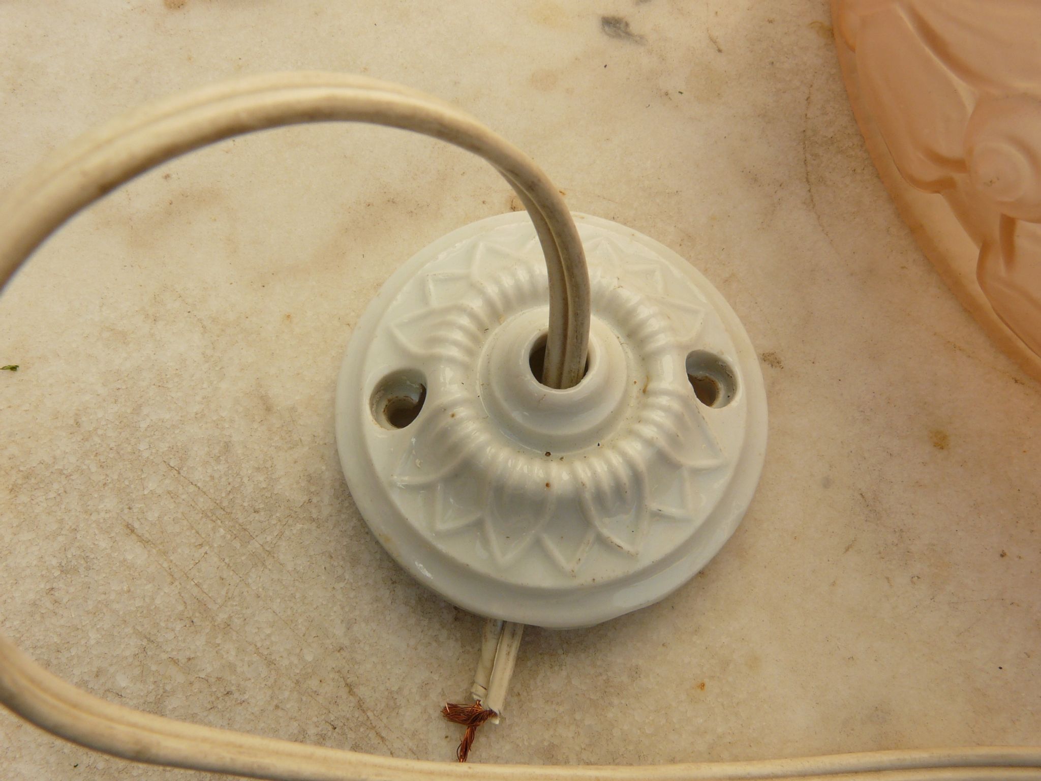 Hanging art deco chandelier in moulded glass
