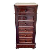 19th century mahogany and white marble bedside table