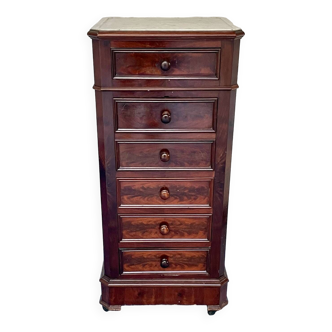 19th century mahogany and white marble bedside table