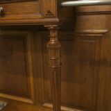 Vestiaire Napoléon III en noyer fin 19e, 3 miroirs, marbre, 8 patères