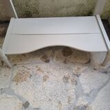 Repainted solid wood side table with lower shelf 1900