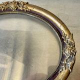 Antique Wooden gilded colored Oval  Picture Frame with glass
