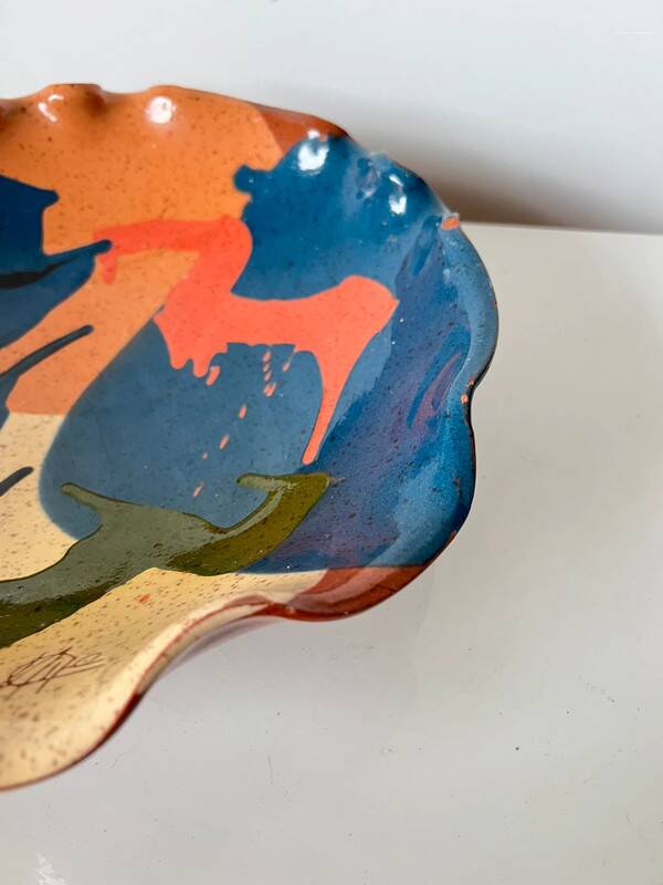 Abstract glazed ceramic fruit bowl / bowl / fruit basket