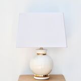 Lampe en faïence craquelée blanche et dorée, années 70