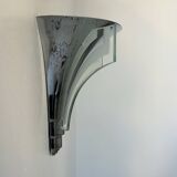 Art Deco modernist wall lamp, chrome and sandblasted glass, France 1930