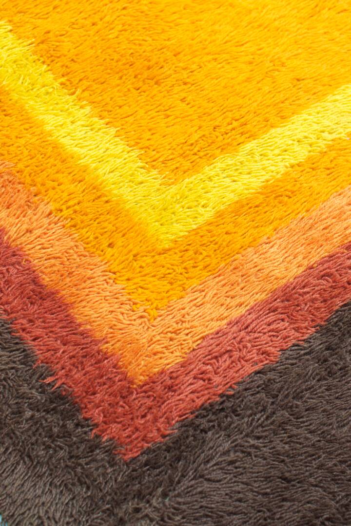 Vintage designer rug 1970 French cubist