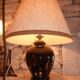 black opaline glass lamp (attributed to Jacques Adnet)