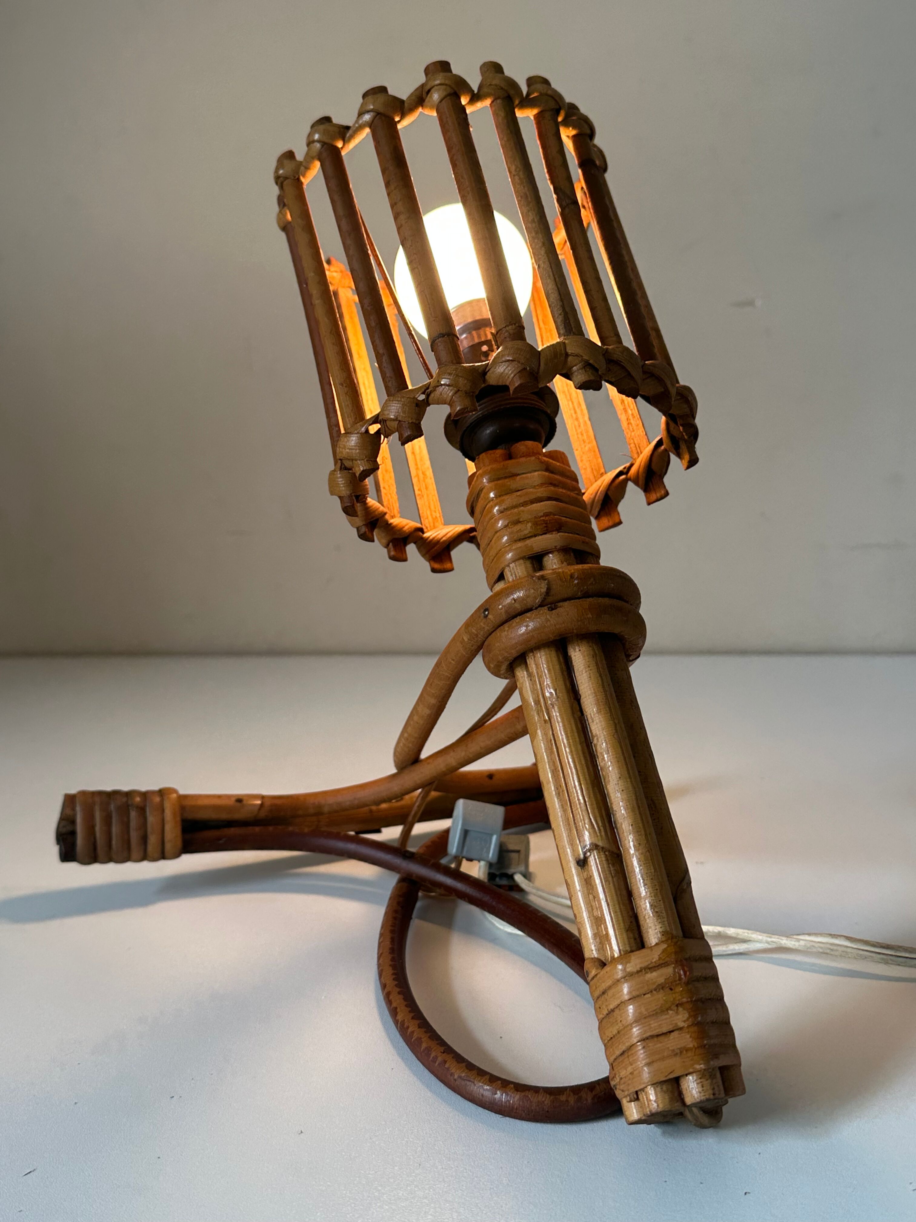 Vintage rattan wall lamp design 60 years