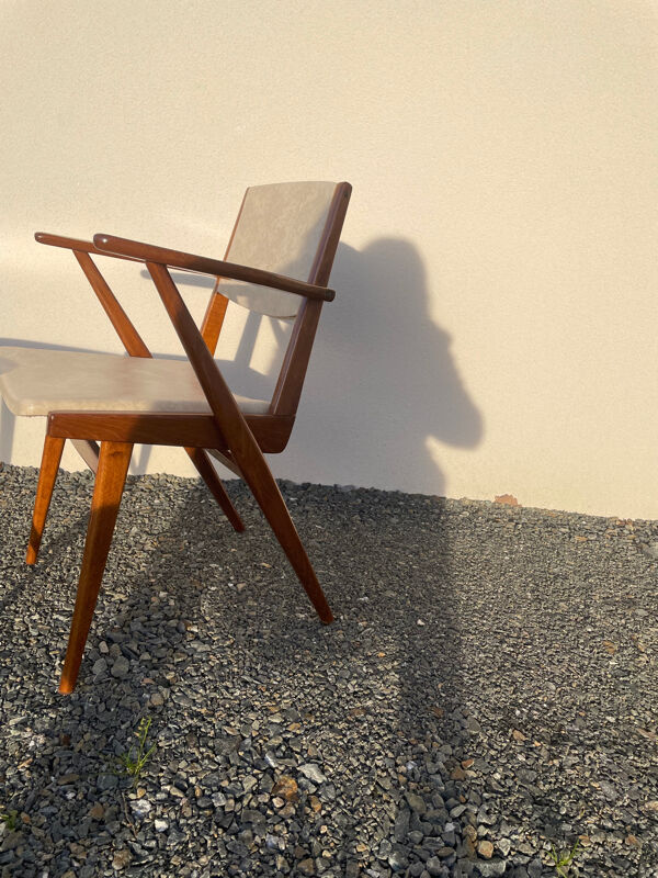 Paire de fauteuils scandinaves et table tripode